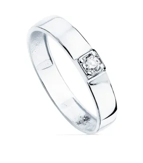 Anillo de oro blanco 18K Flat Zirconia