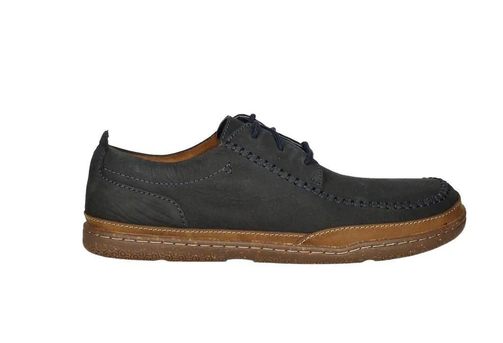 Blucher Nobuck Azul Bordon y Carrilleras Cosido Banda Cuero