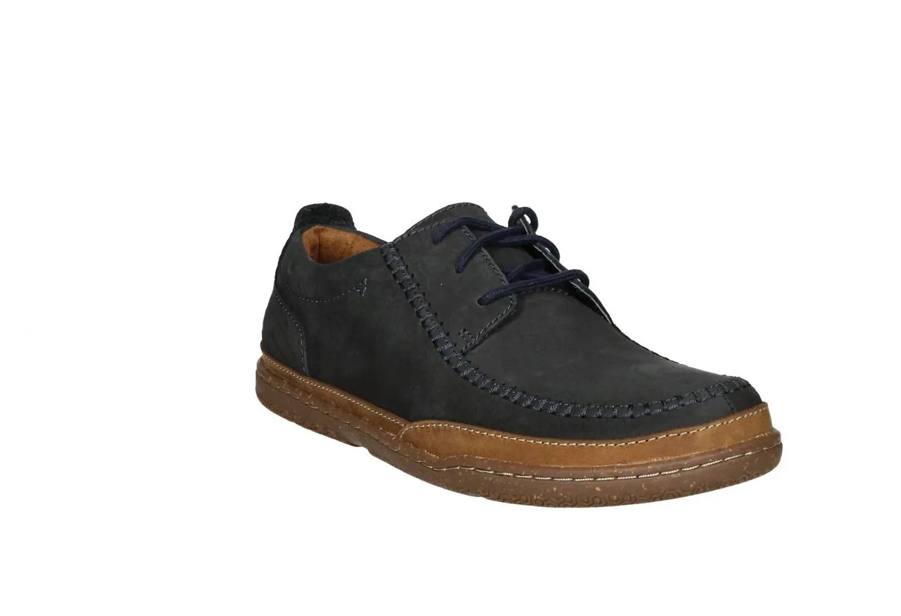 Blucher Nobuck Azul Bordon y Carrilleras Cosido Banda Cuero