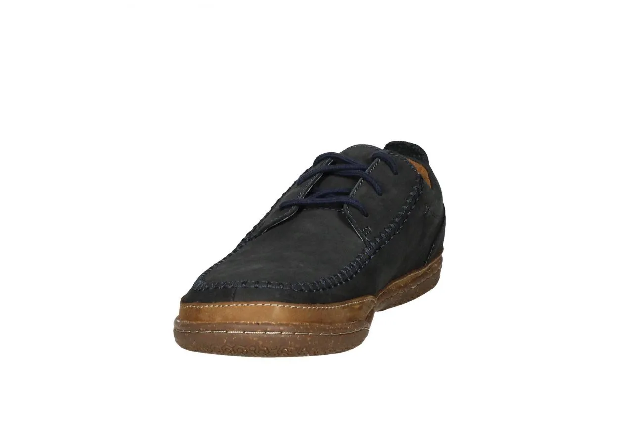 Blucher Nobuck Azul Bordon y Carrilleras Cosido Banda Cuero