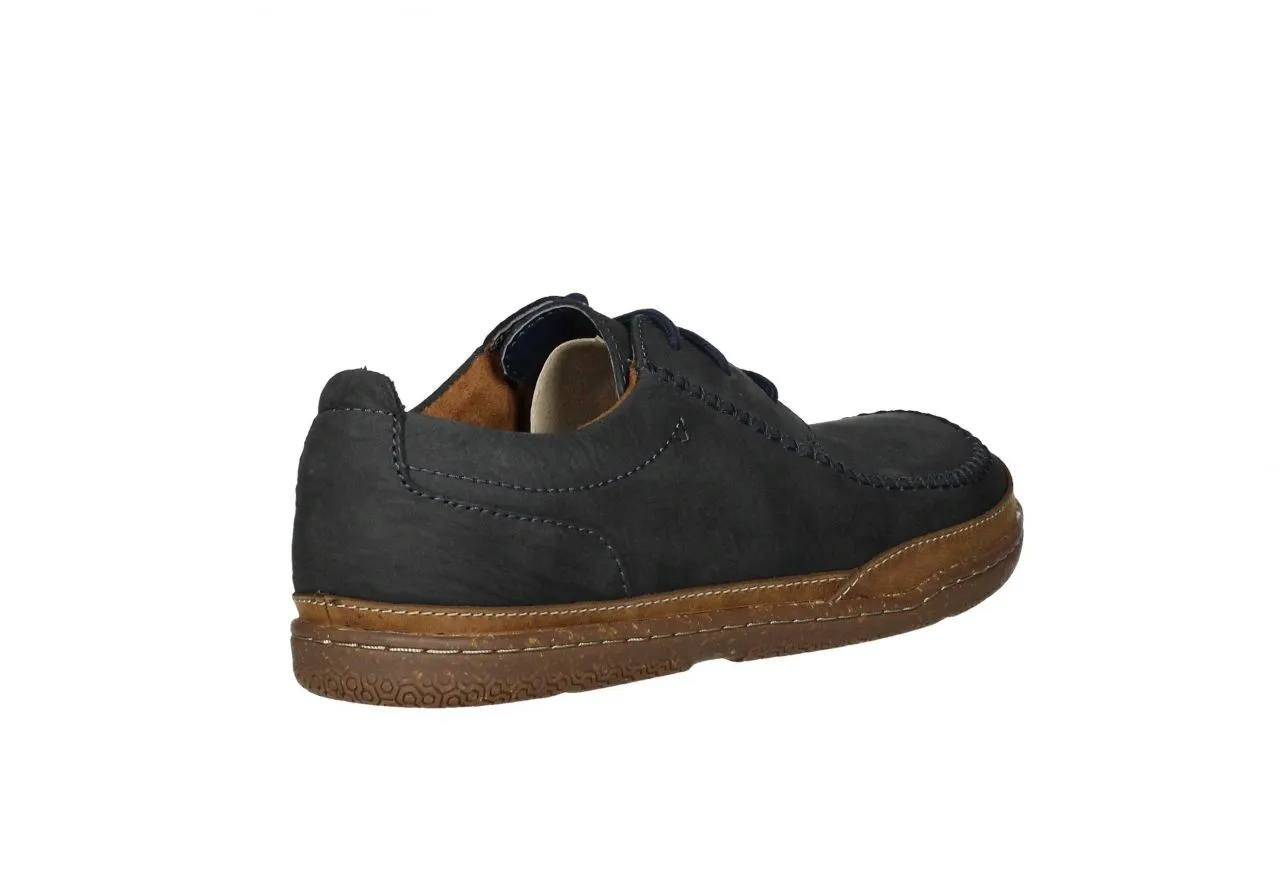 Blucher Nobuck Azul Bordon y Carrilleras Cosido Banda Cuero