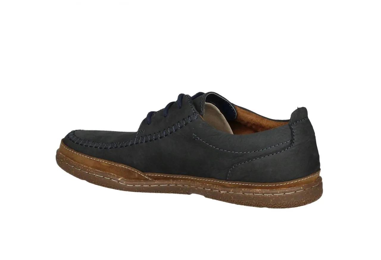 Blucher Nobuck Azul Bordon y Carrilleras Cosido Banda Cuero