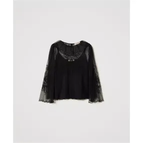 BLUSA IN TULLE PLUMETIS RICAMATO Art. 232TP2103