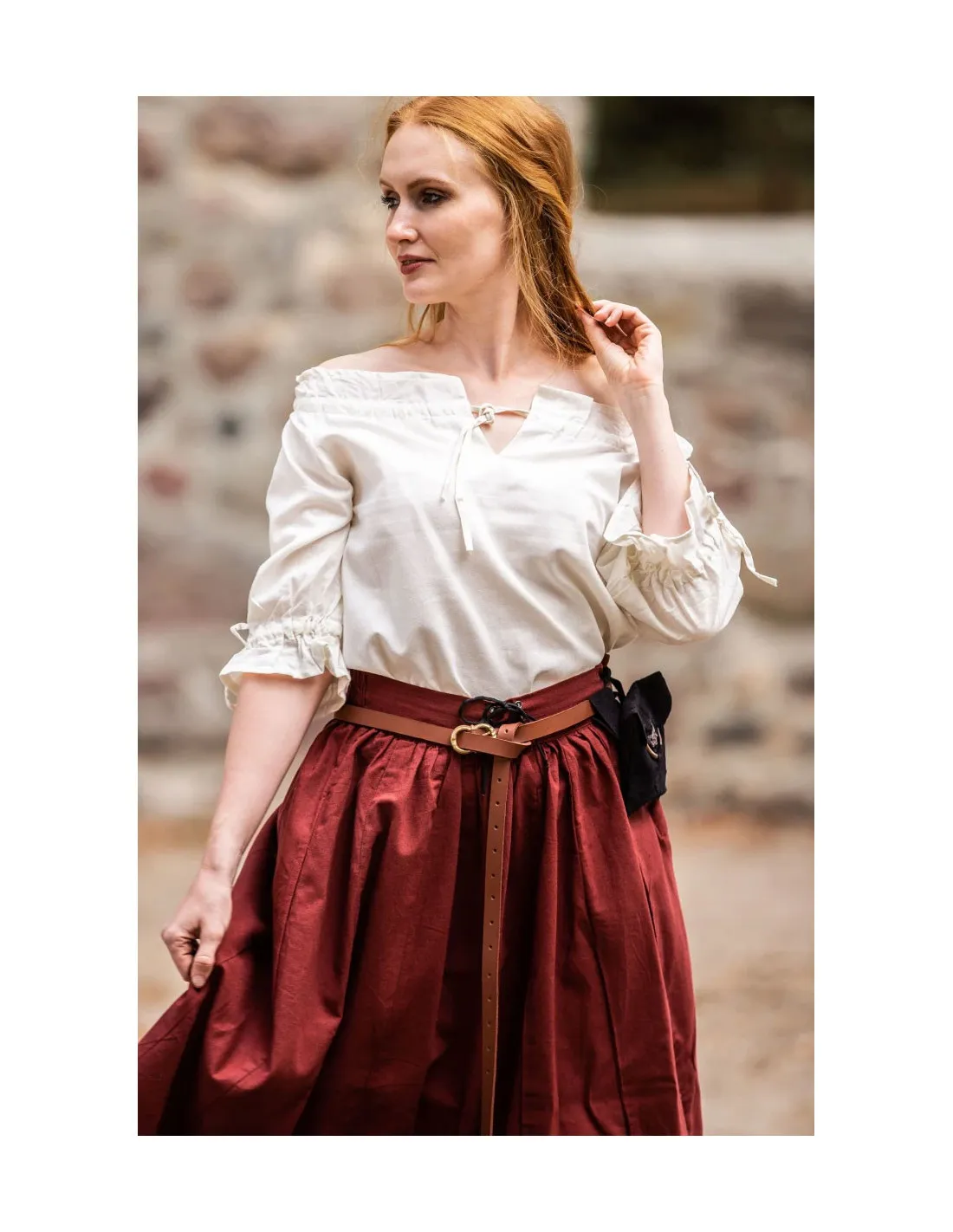 Blusa medieval para mujer modelo Vera, blanco natural