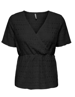 Blusa Only Rosaline negro manga corta para mujer