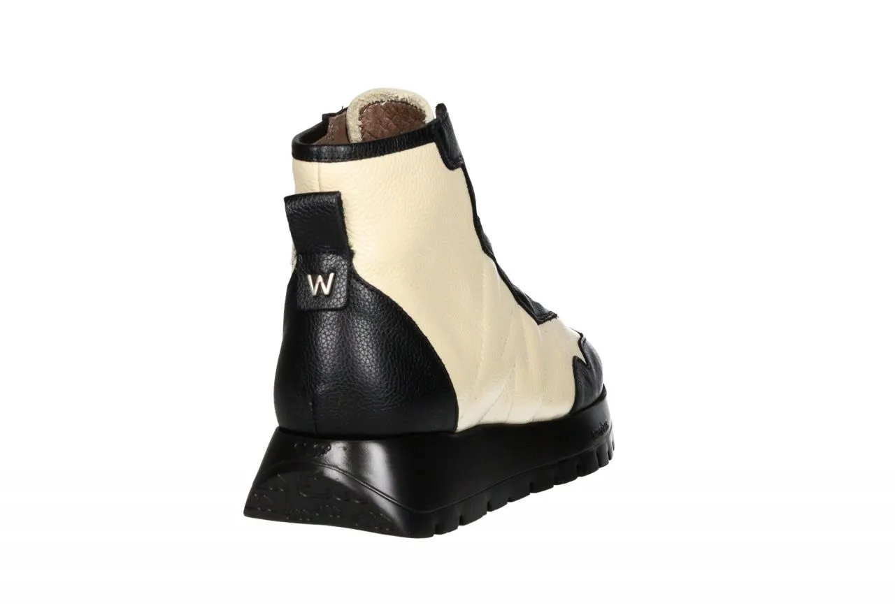 Botin Cordon Elastico Piel Negro/beig Piso Goma