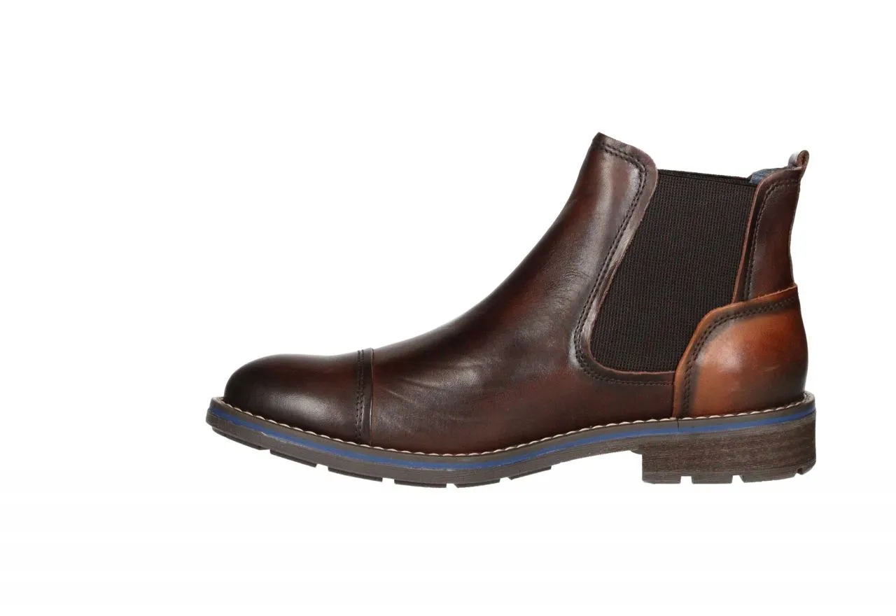 Botin Piel Marron Elasticos Punta Cortada Talon Cuero