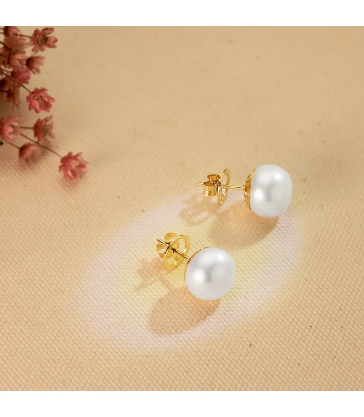 Boucles d'oreilles Amelie Perle de Culture Or Jaune 18 K 13 MM