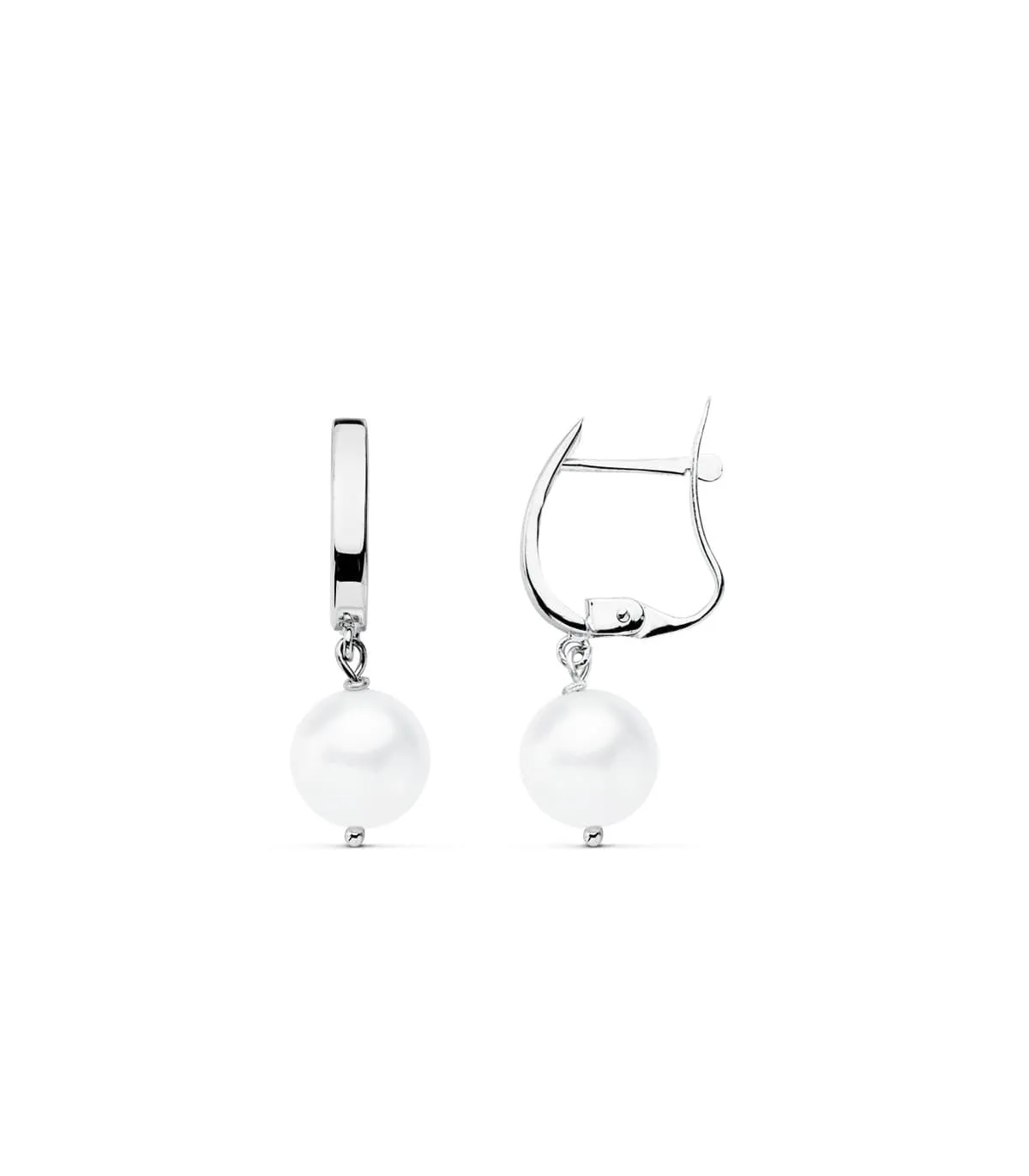 Boucles d'oreilles mariage Dame Corina Or Blanc 18K Perle de Culture