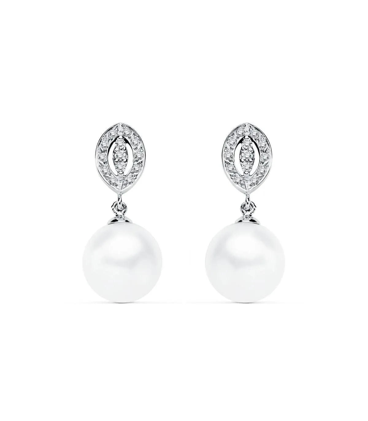 Boucles d'oreilles mariée Duchesse de Kent Or Blanc 9K Perle