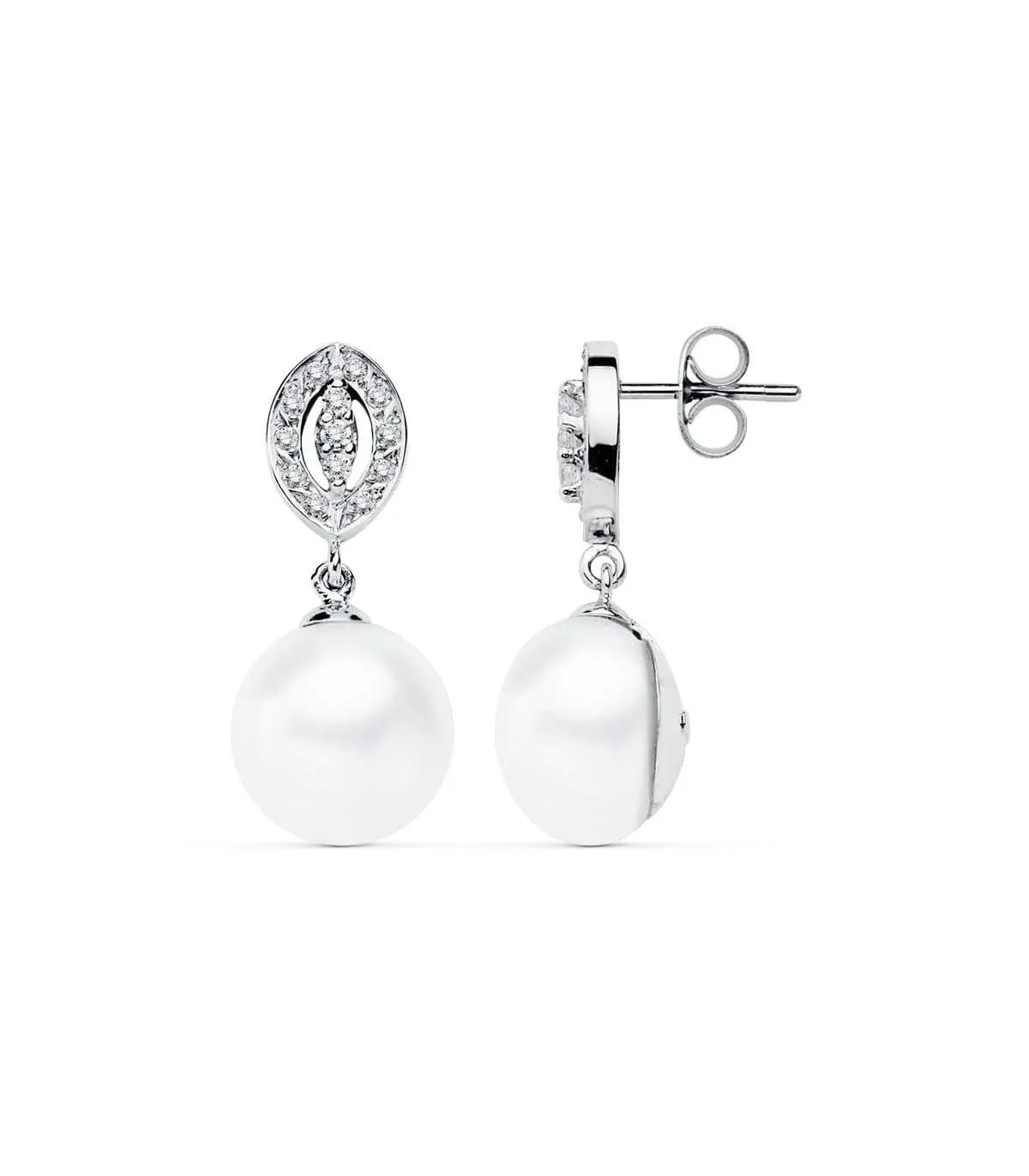 Boucles d'oreilles mariée Duchesse de Kent Or Blanc 9K Perle