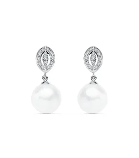 Boucles d'oreilles mariée Duchesse de Kent Or Blanc 9K Perle