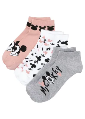 Calcetines cortos de Mickey Mouse (3 pares) Gris jaspeado-negro-blanco