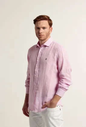 Camisa lino estructura color rosa