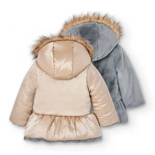 Chaquetón niña dorado y pelo gris reversible de Bóboli