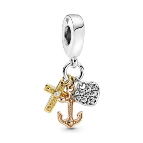 Charm Colgante en Plata de Ley Cruz, Corazón y Ancla 799354CO1