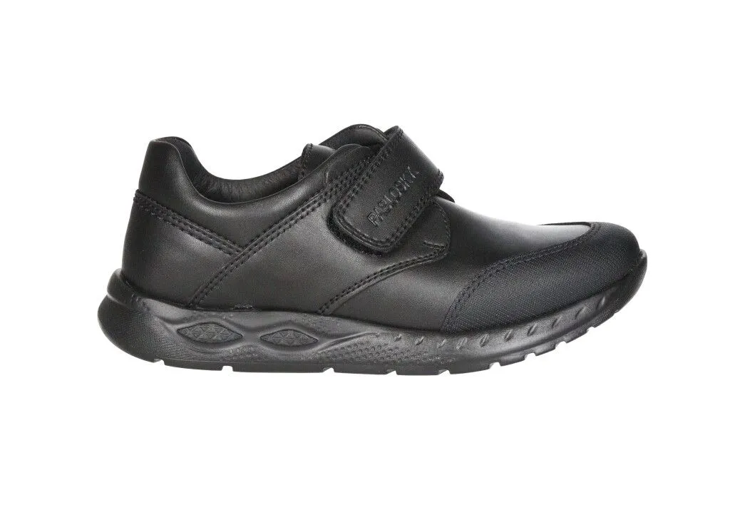 Colegial Velcro Piel Negro Punta Reforzada Piso Goma