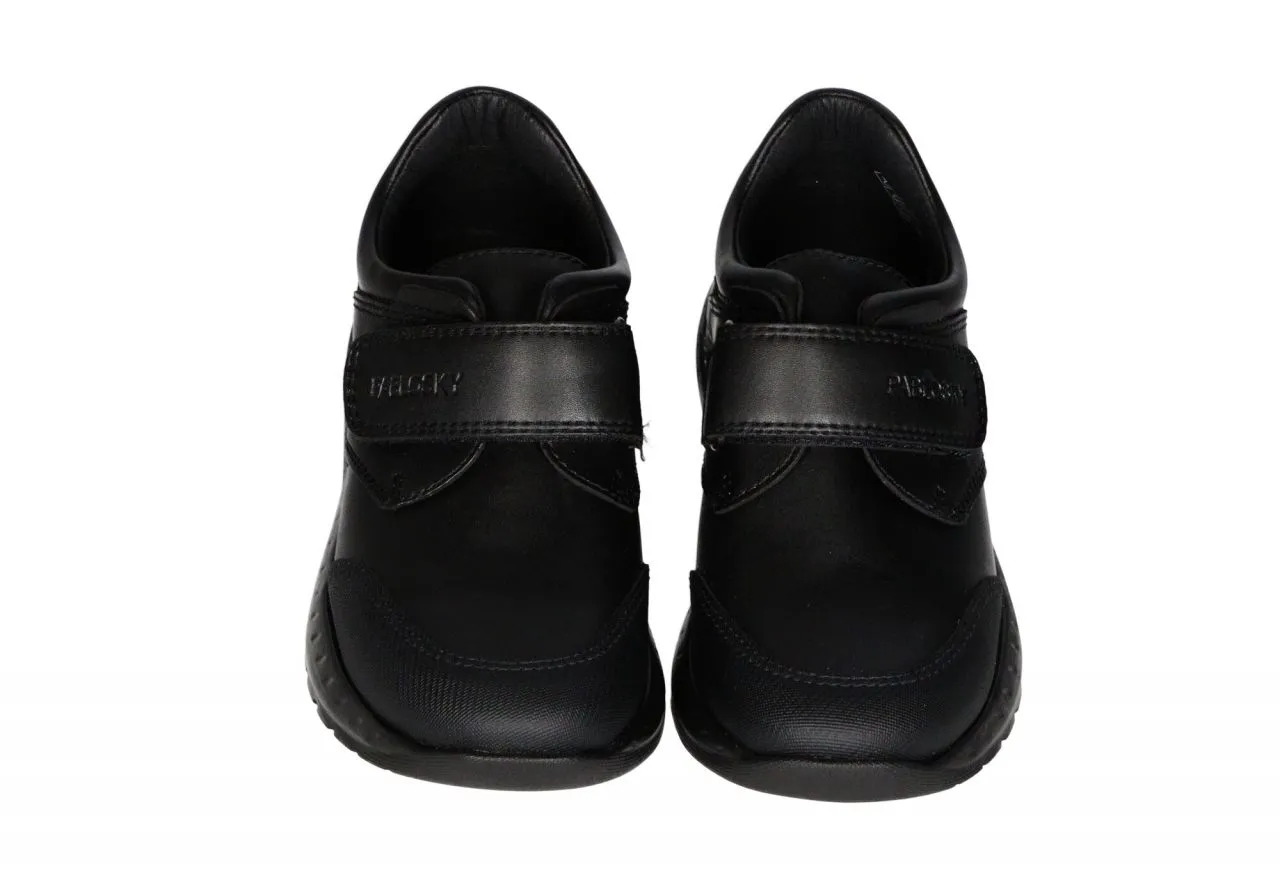 Colegial Velcro Piel Negro Punta Reforzada Piso Goma