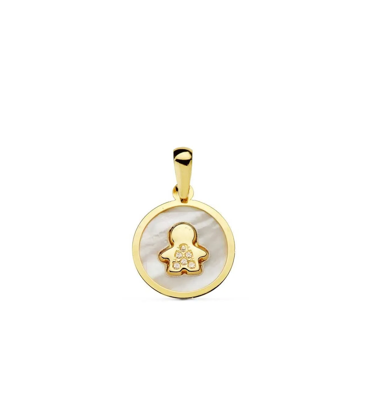 Colgante de mujer oro amarillo 18k Kids Icon Boy Nácar