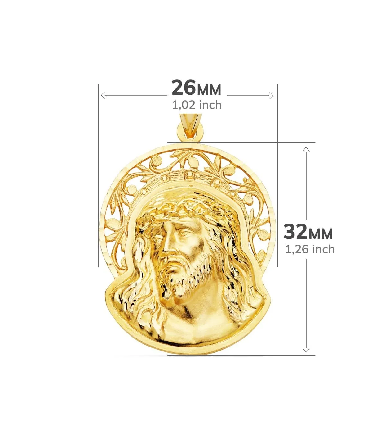 Colgante Rostro de Cristo Orla Oro 18K 32mm