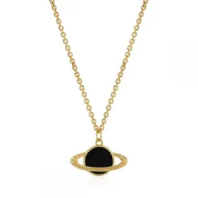 Collar en Plata de Ley Saturno Gold Black