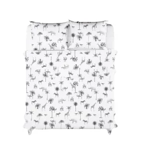 Funda Nórdica Reversible Percal 200h Cama 135 - Blanca Animales