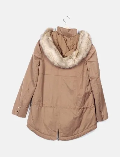 Mango Parka beige pelo capucha