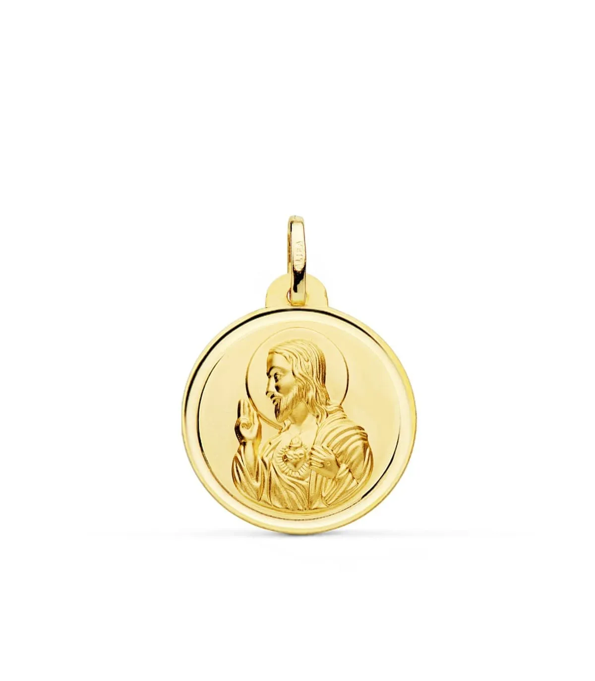 Medalla Corazón de Jesús Oro 18K 22 mm Bisel