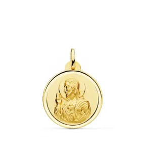 Medalla Corazón de Jesús Oro 18K 24 mm Bisel