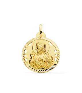 Medalla Corazón de Jesús Oro 18K 26 mm Calada