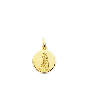 Medalla de la Virgen del Saliente Oro Amarillo 18 Ktes 14 MM