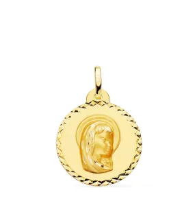 Medalla de Oro 18K Virgen Niña Talla 20mm