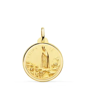 Medalla Virgen de Fátima Oro 18K 22mm Bisel