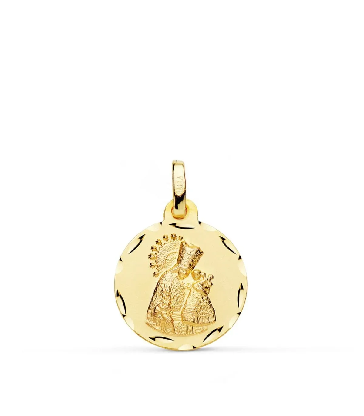 Medalla Virgen de los Desamparados Oro 18k 16mm Tallada