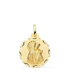 Medalla Virgen de los Desamparados Oro 18k 20mm Tallada