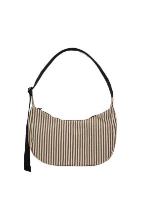 Medium Nylon Crescent Bag in Brown Stripe