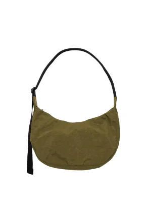 Medium Nylon Crescent Bag in Seaweed