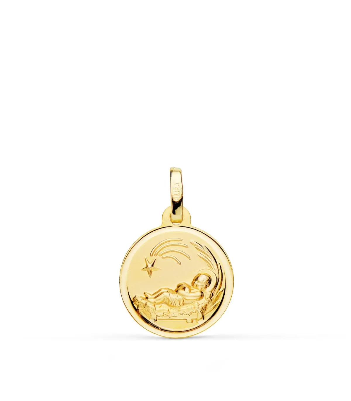 Médaille Enfant de la Crèche or 18K 14mm Biseauté