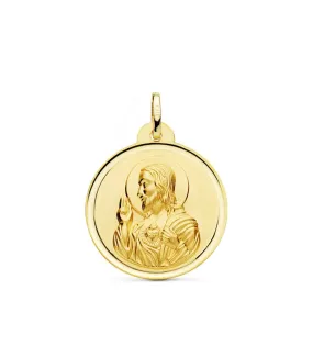 Médaille Sacré-Coeur de Jésus 18 Carats 26 mm Biseauté