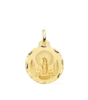 Médaille Vierge de la Pilar 18K  18mm Sculptée