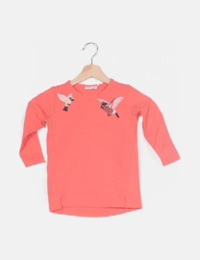 Name it Sudadera rosa bordado pajaros