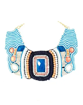 ORIGINALES COLLARES CORTOS AZULES CON BLANCO Y CORAL DE BABERO