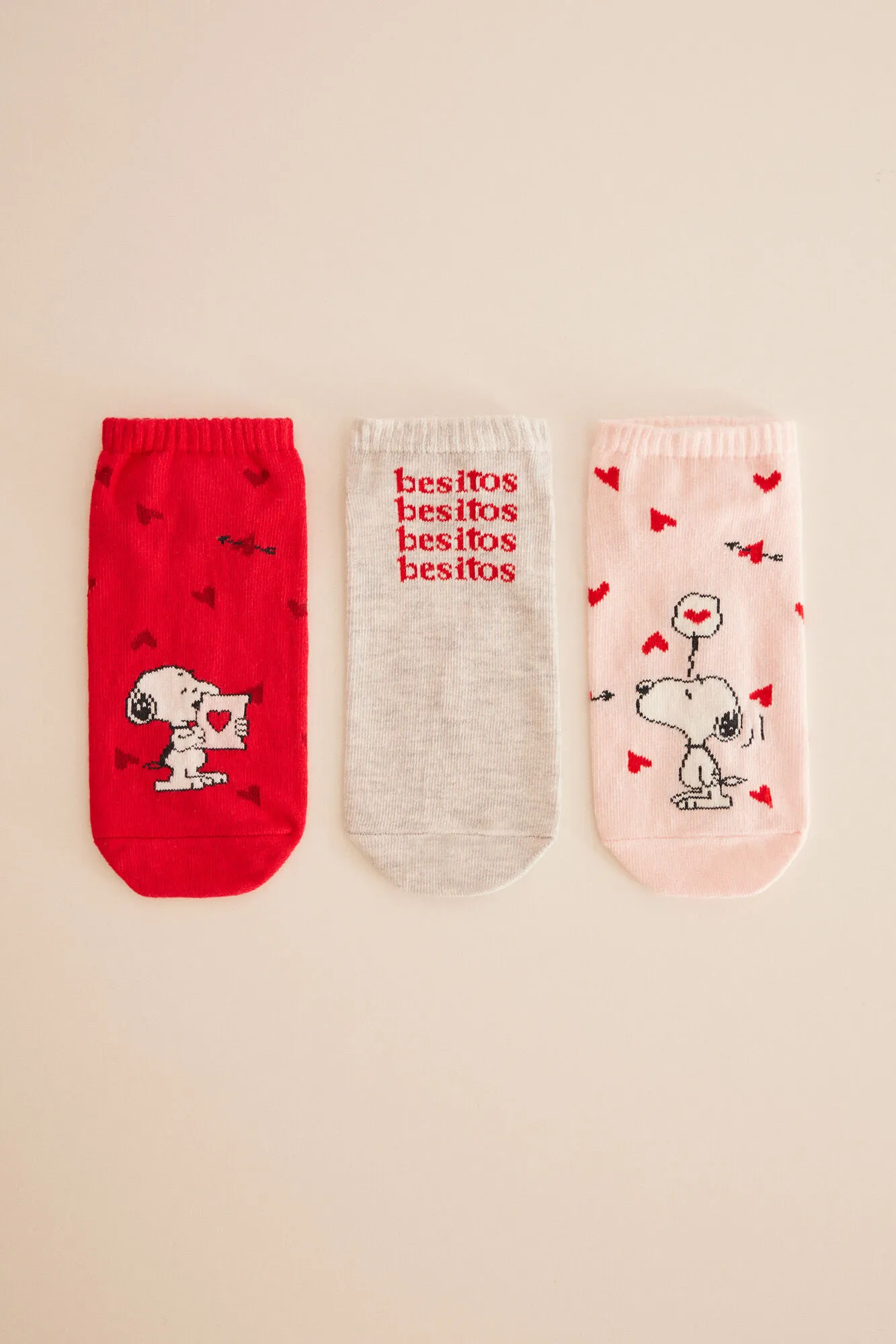 Pack 3 calcetines cortos algodón Snoopy