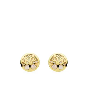 Pendientes de mujer oro amarillo 18k Árbol de la Vida Nácar