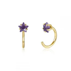 Pendientes en Plata de Ley Estrellita violeta Gold