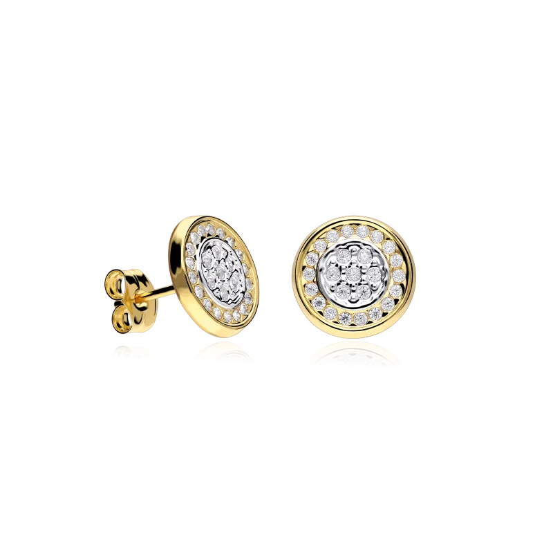 Pendientes Oro Bicolor 18ky circonitas "Circle"