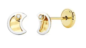 Pendientes Oro Bicolor 5,5 x 4,5 mm.