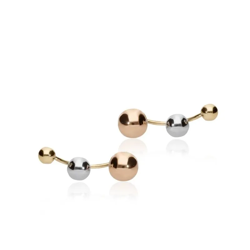 PENDIENTES "ZAGORA" ASCENDENTES ORO TRICOLOR 18K