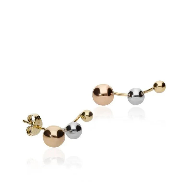 PENDIENTES "ZAGORA" ASCENDENTES ORO TRICOLOR 18K