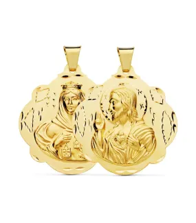 Scapulaire V. du Carmel et Sacré Coeur de Jésus Or 18k 42 mm